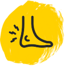 Illustration of pain and swelling in the heel (enthesitis)