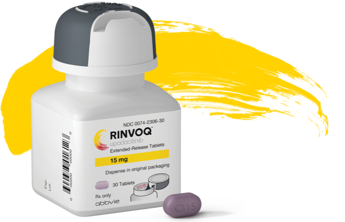 RINVOQ Bottle and Once-Daily Pill