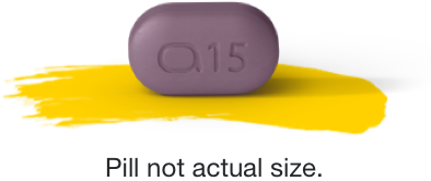 Image of a RINVOQ pill. Pill not actual size.