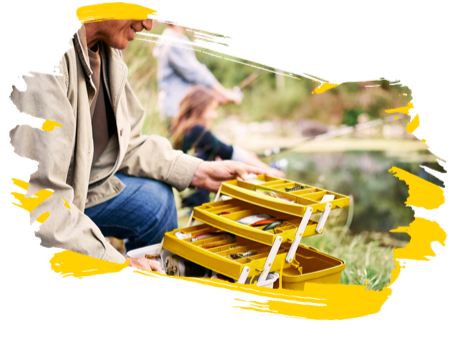 Fisherman opening his tackle box while having Rheumatoid Arthritis