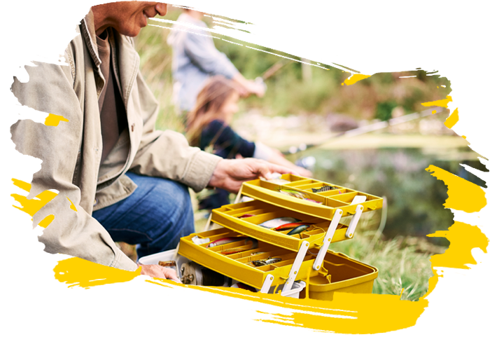 Fisherman opening his tackle box while having Rheumatoid Arthritis