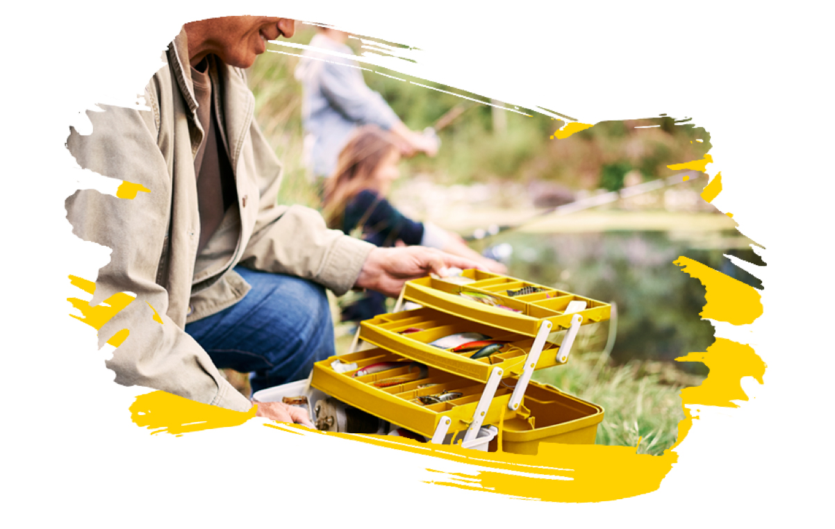 Fisherman opening his tackle box while having Rheumatoid Arthritis