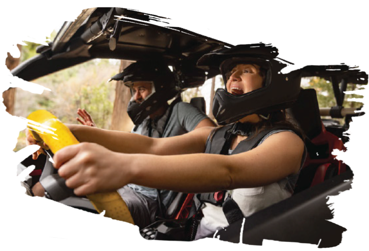 People in an ATV