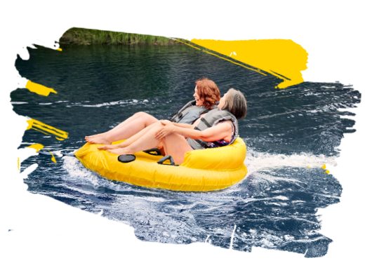 Women river tubing Women tubing on the river while having Rheumatoid Arthritis