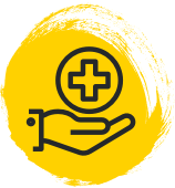 Open palm icon with a plus sign above it.