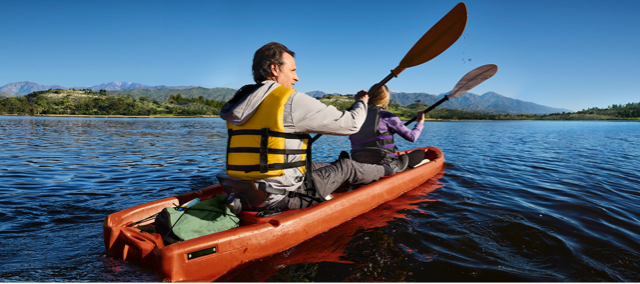 Man and woman kayaking.